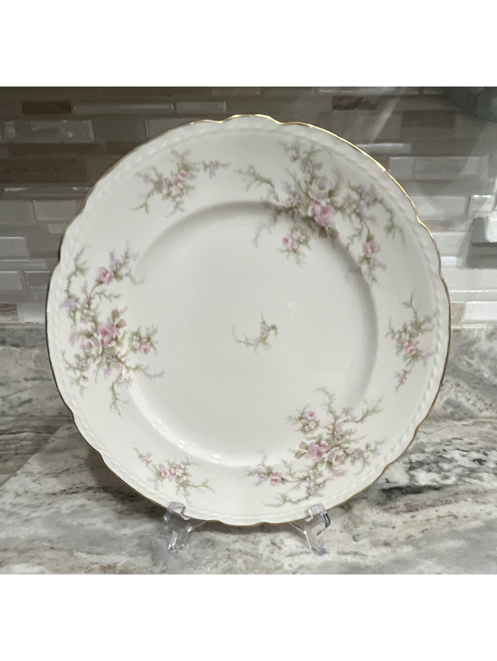 Royal Worcester Bone China Floral Dinner Plate Round White Pink Green